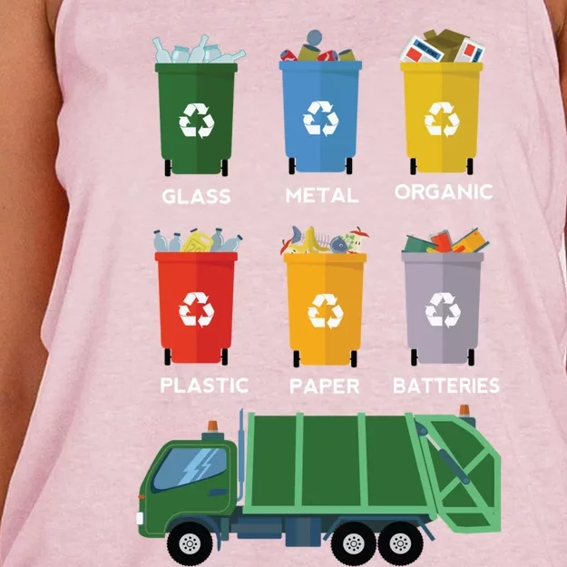 Recycle Bin Garbage Day Waste Aget Garbage Truck Cute Gift Women's Knotted Racerback Tank