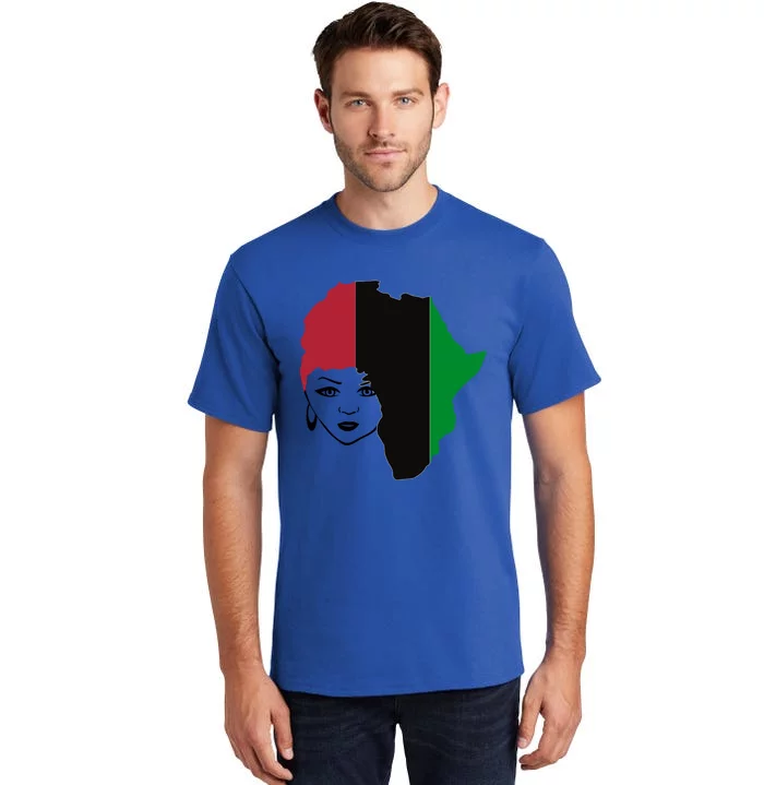 Red Black Green Flag African Queen Hair Black Owned Business Gift Tall T-Shirt