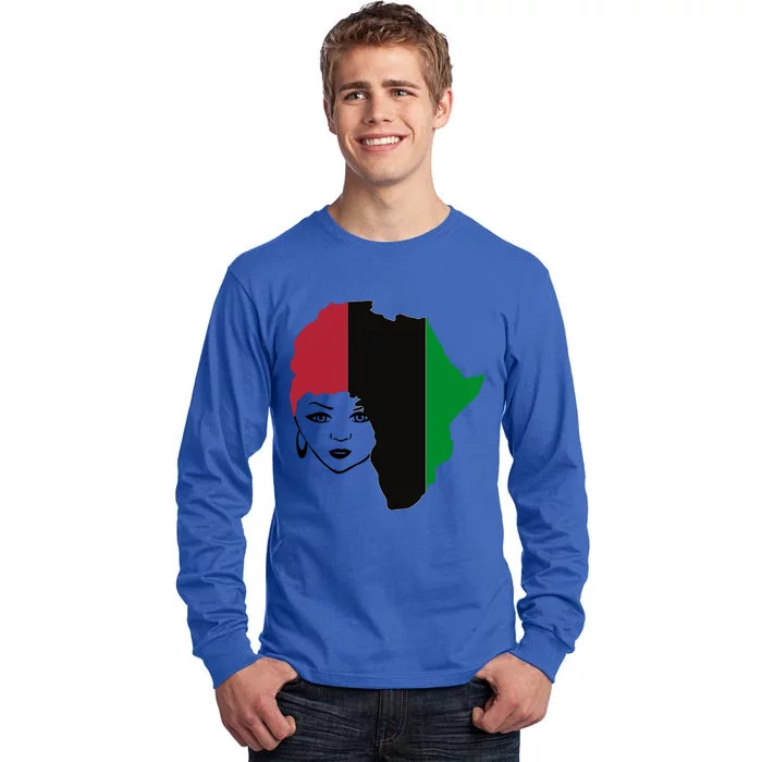 Red Black Green Flag African Queen Hair Black Owned Business Gift Tall Long Sleeve T-Shirt