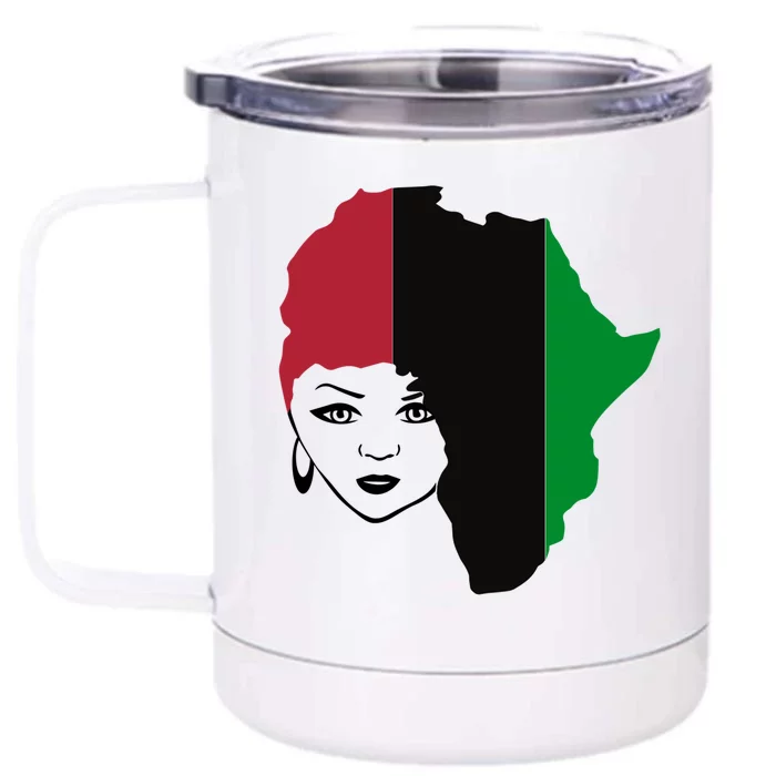 Red Black Green Flag African Queen Hair Black Owned Business Gift Front & Back 12oz Stainless Steel Tumbler Cup