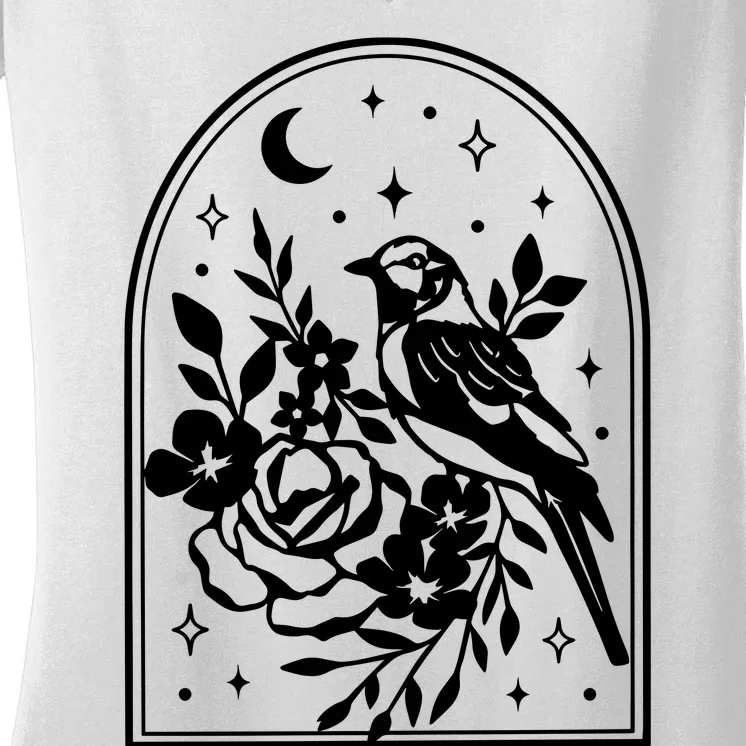 Raven Bird Gothic Style Women's V-Neck T-Shirt