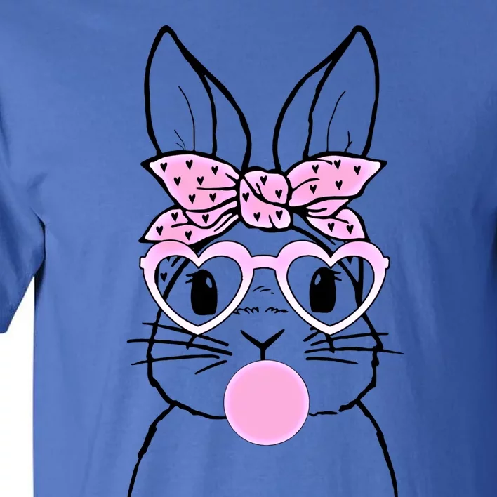 Rabbit Bunny Glasses Bandana Blowing Bubble Gum Easter Day Gift Tall T-Shirt