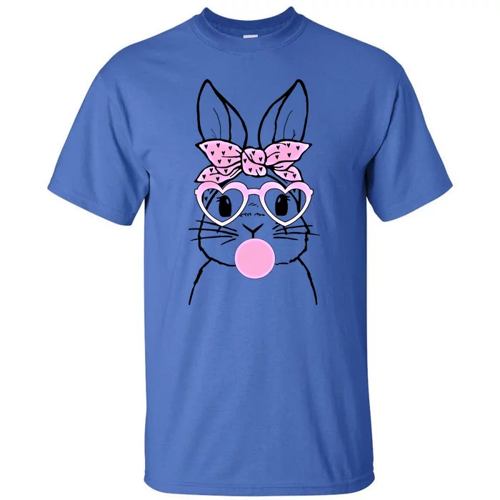 Rabbit Bunny Glasses Bandana Blowing Bubble Gum Easter Day Gift Tall T-Shirt