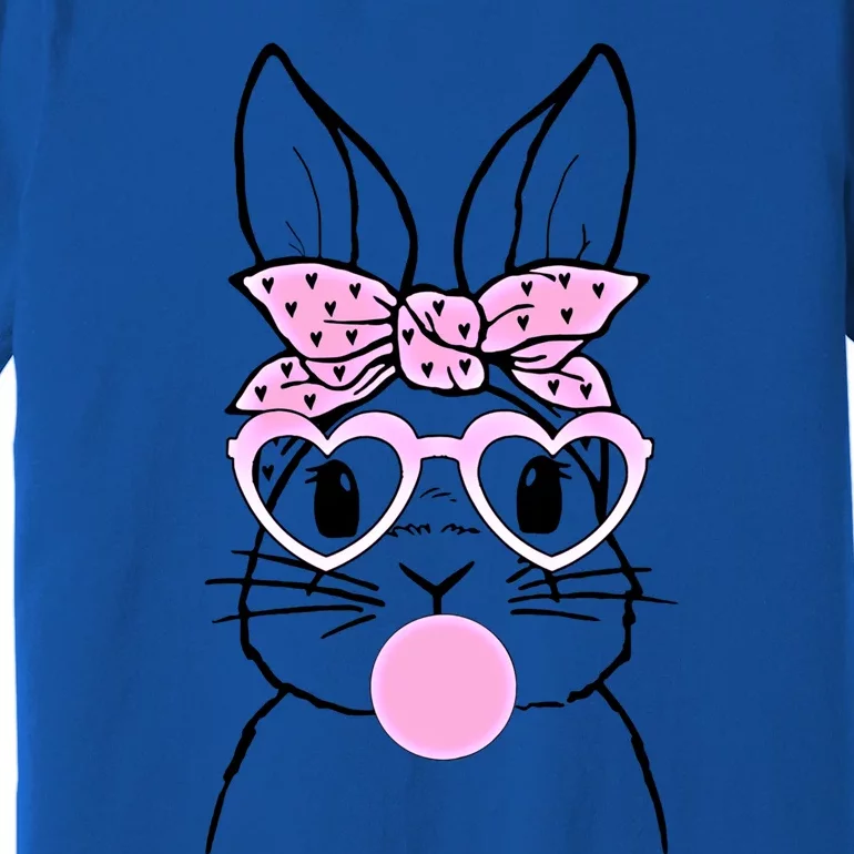 Rabbit Bunny Glasses Bandana Blowing Bubble Gum Easter Day Gift Premium T-Shirt