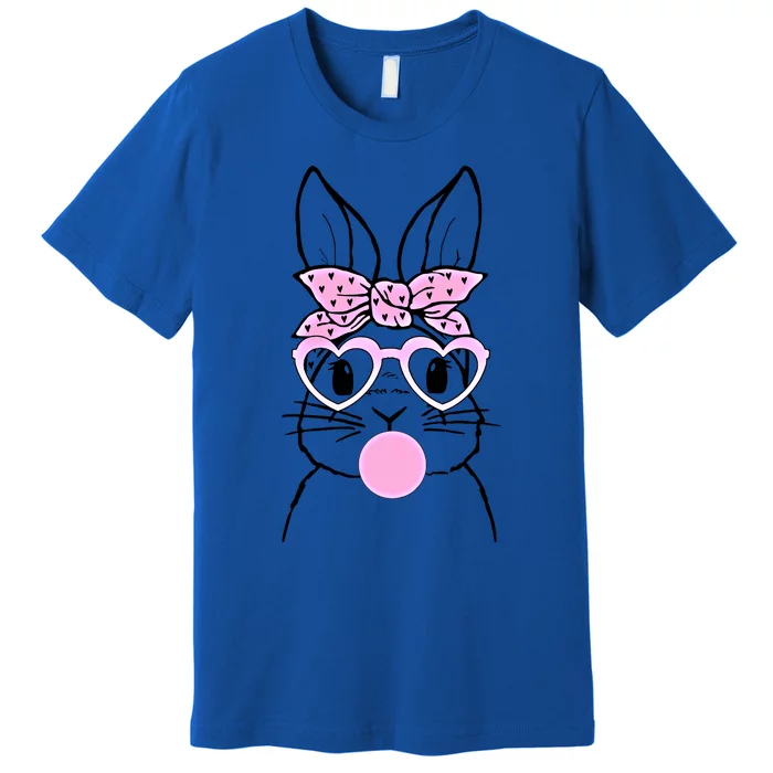 Rabbit Bunny Glasses Bandana Blowing Bubble Gum Easter Day Gift Premium T-Shirt