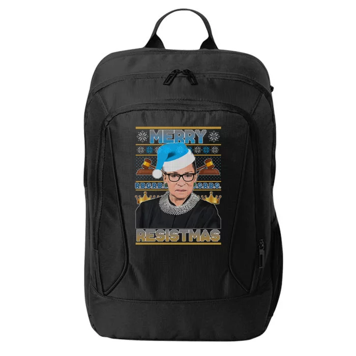 Ruth Bader Ginsburg RBG Merry Resistmas Ugly Christmas Sweater City Backpack