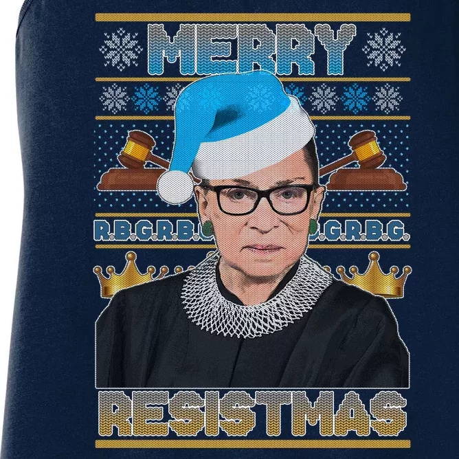 Ruth Bader Ginsburg RBG Merry Resistmas Ugly Christmas Sweater Women's Racerback Tank