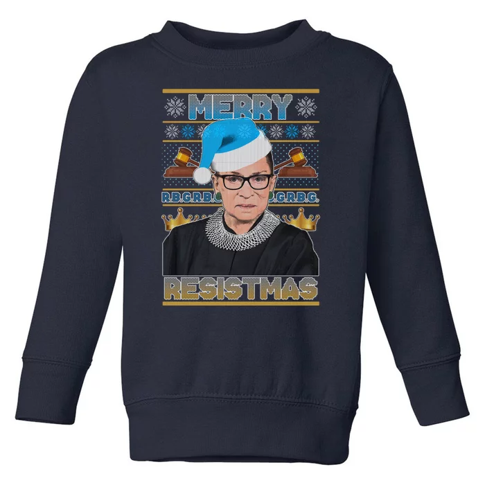 Ruth Bader Ginsburg RBG Merry Resistmas Ugly Christmas Sweater Toddler Sweatshirt