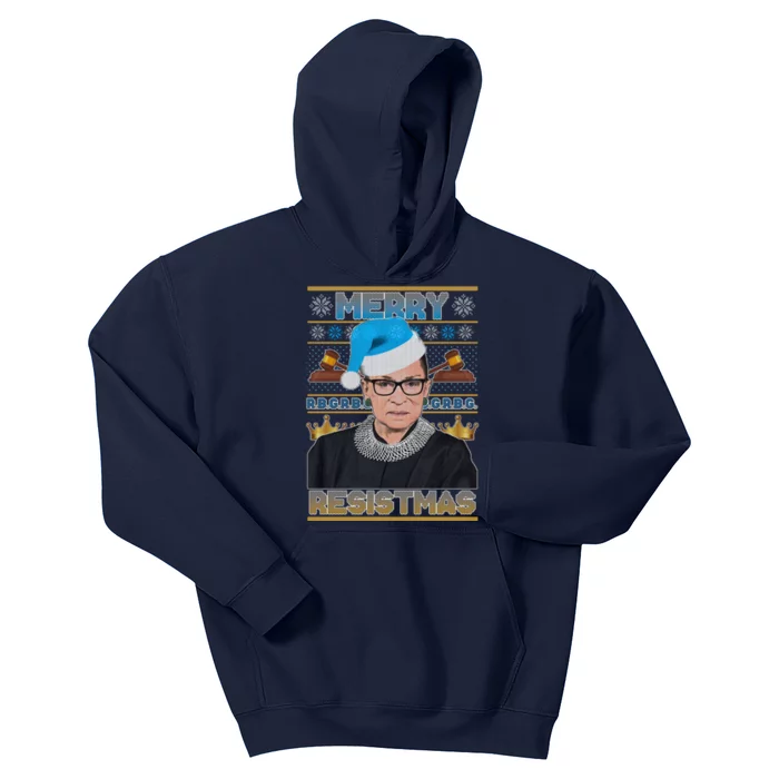 Ruth Bader Ginsburg RBG Merry Resistmas Ugly Christmas Sweater Kids Hoodie