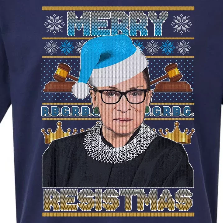 Ruth Bader Ginsburg RBG Merry Resistmas Ugly Christmas Sweater Sueded Cloud Jersey T-Shirt