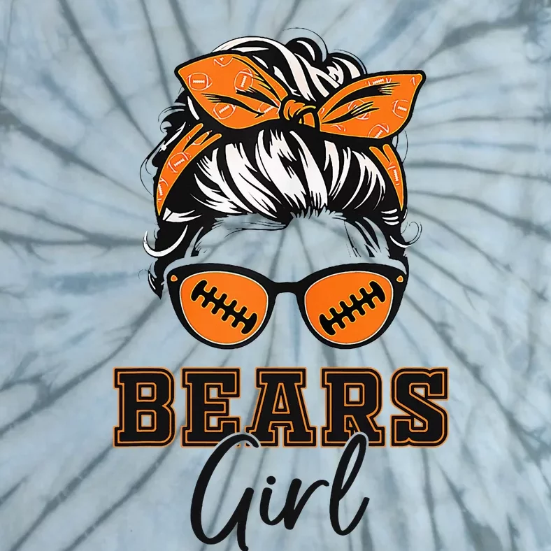 Retro Bears Girl Messy Bun Sports Fan Team Spirit Tie-Dye T-Shirt