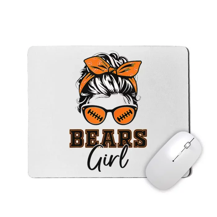 Retro Bears Girl Messy Bun Sports Fan Team Spirit Mousepad