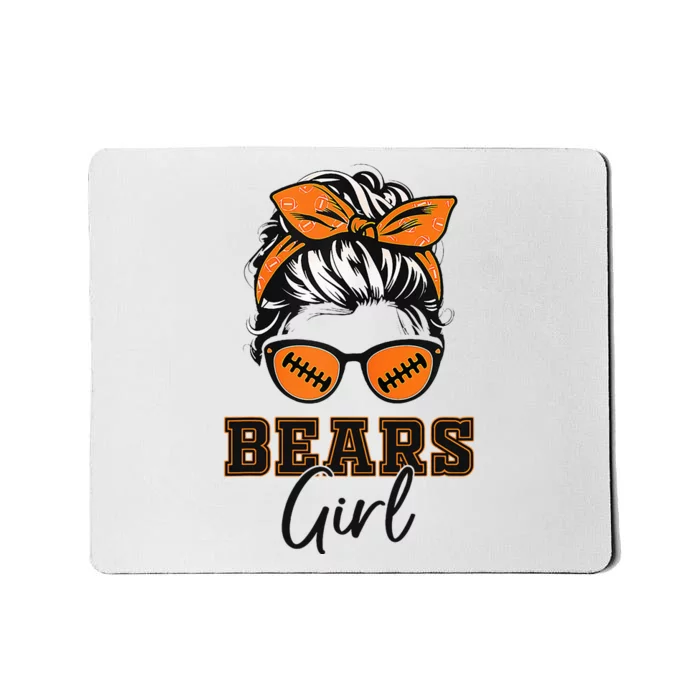 Retro Bears Girl Messy Bun Sports Fan Team Spirit Mousepad