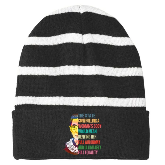 Ruth Bader Ginsburg Pro Choice My Body My Choice Feminist Striped Beanie with Solid Band