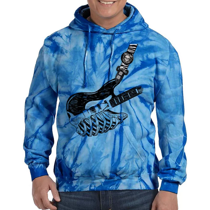 Rock Bass Guitar Skull Rock Guitarist Bass Player Musician Tie Dye Hoodie