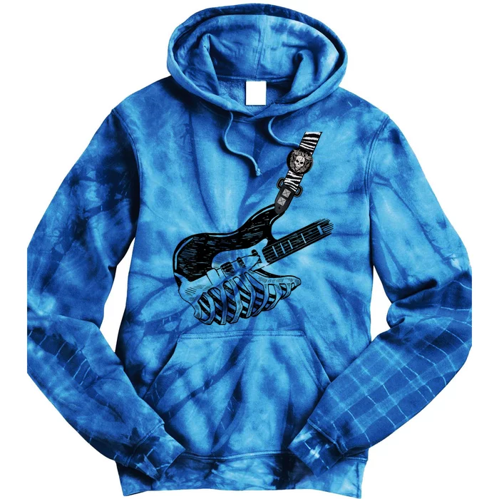 Rock Bass Guitar Skull Rock Guitarist Bass Player Musician Tie Dye Hoodie