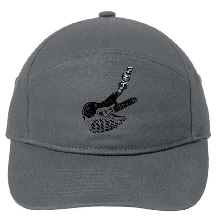 Rock Bass Guitar Skull Rock Guitarist Bass Player Musician 7-Panel Snapback Hat