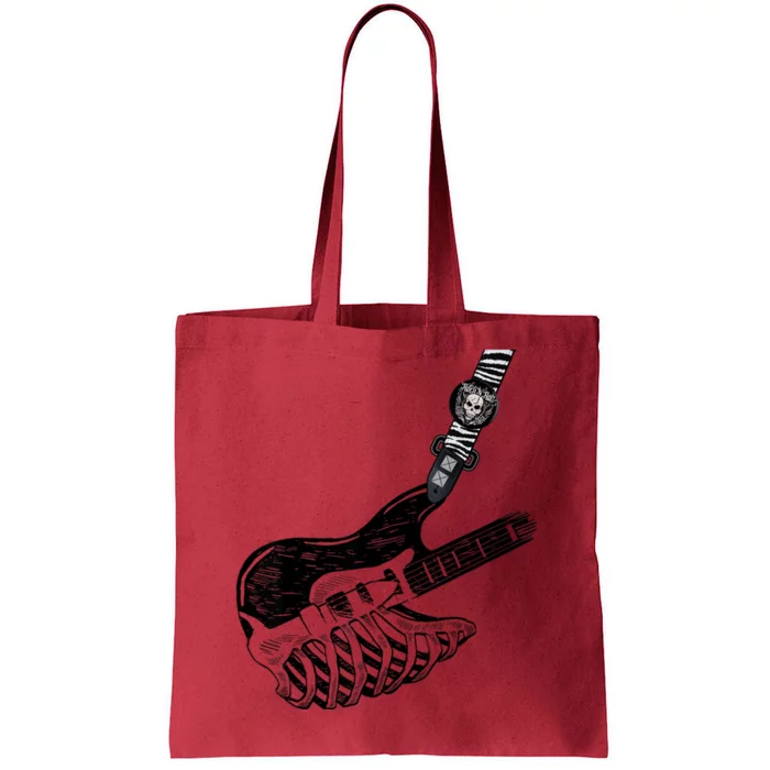 Rock Bass Guitar Skull Rock Guitarist Bass Player Musician Tote Bag