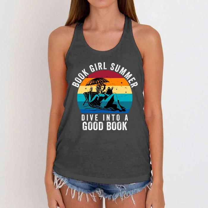 Relaxing Book Girl Summer Beach Vibes | Perfect For Reading Lovers Women's Knotted Racerback Tank