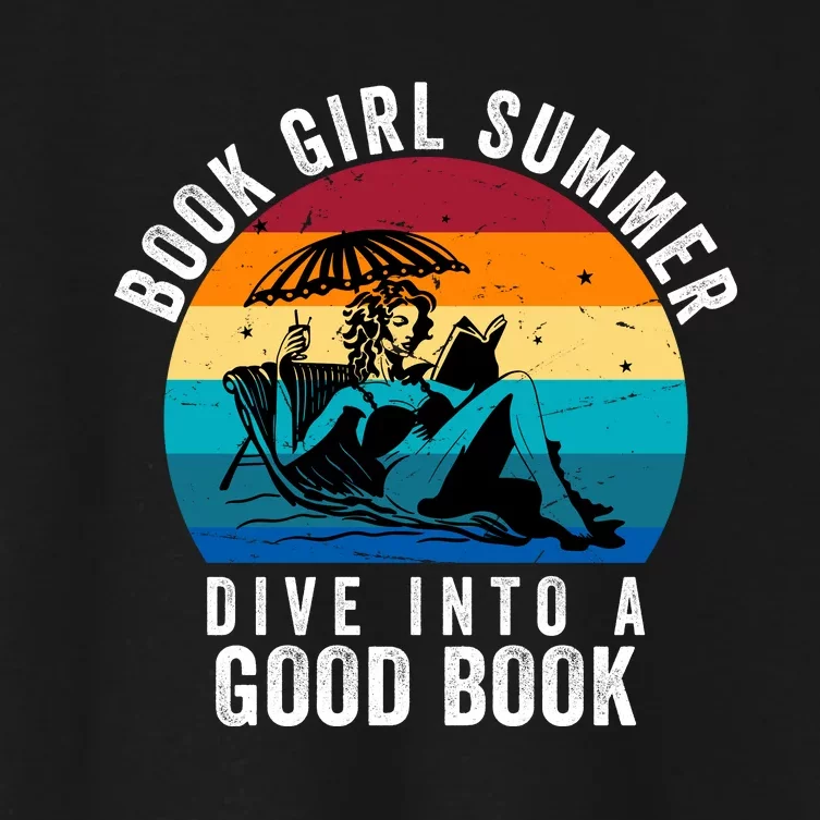 Relaxing Book Girl Summer Beach Vibes | Perfect For Reading Lovers Women's Crop Top Tee