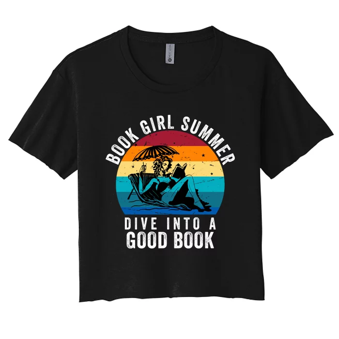 Relaxing Book Girl Summer Beach Vibes | Perfect For Reading Lovers Women's Crop Top Tee