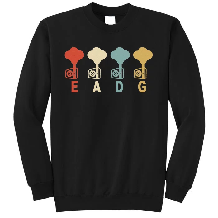 Retro Bass Guitar Player EADG Vintage Guitarist Musician Tall Sweatshirt