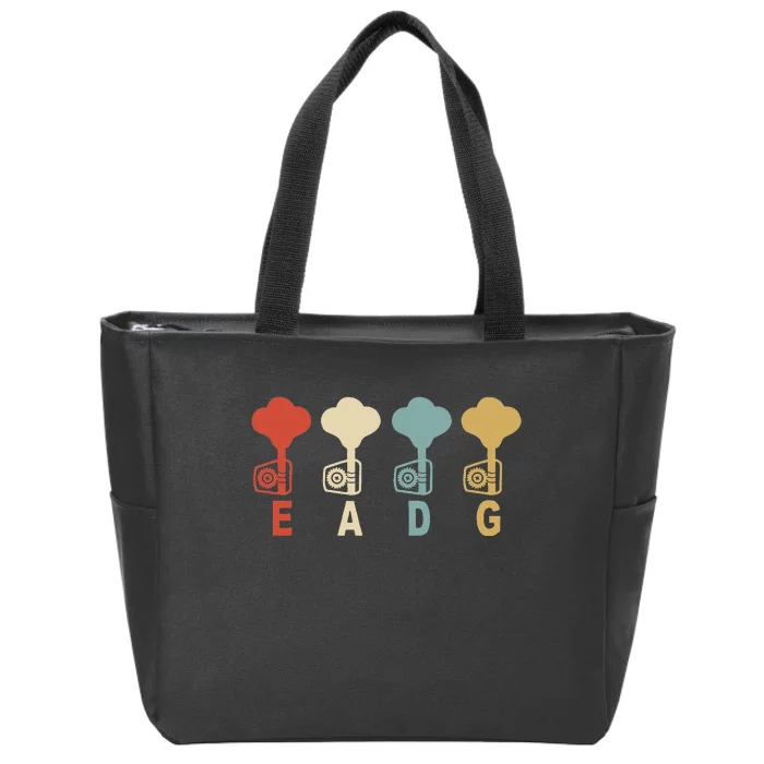 Retro Bass Guitar Player EADG Vintage Guitarist Musician Zip Tote Bag