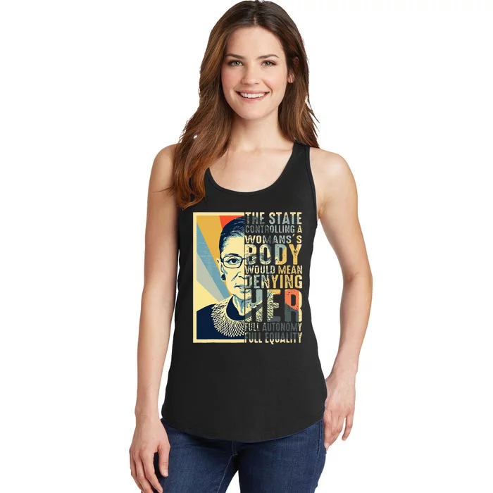 Ruth Bader Ginsburg My Body My Choice Rbg Ladies Essential Tank