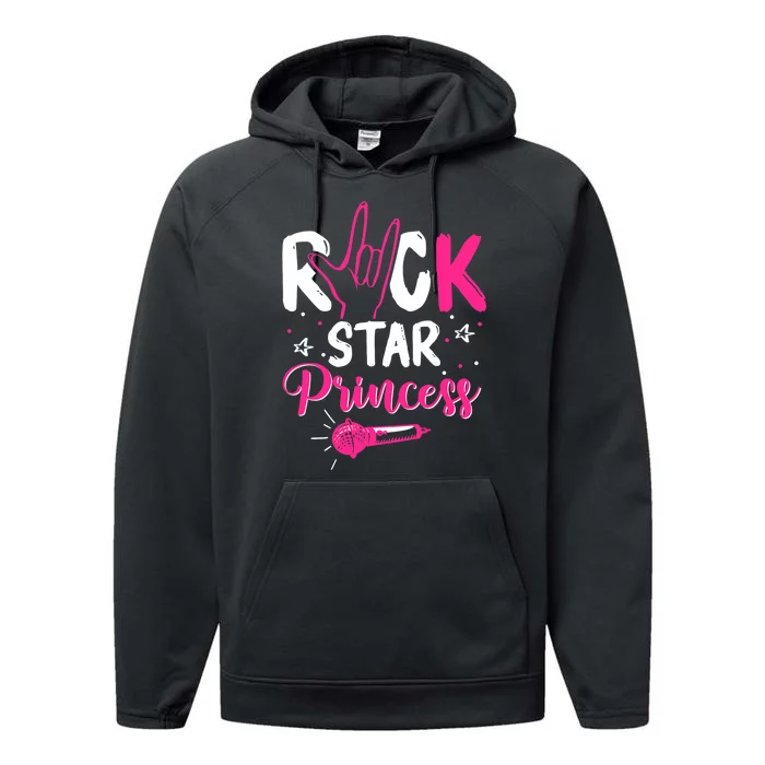 Rockstar Birthday Girl Rock Star Princess Party Music Performance Fleece Hoodie