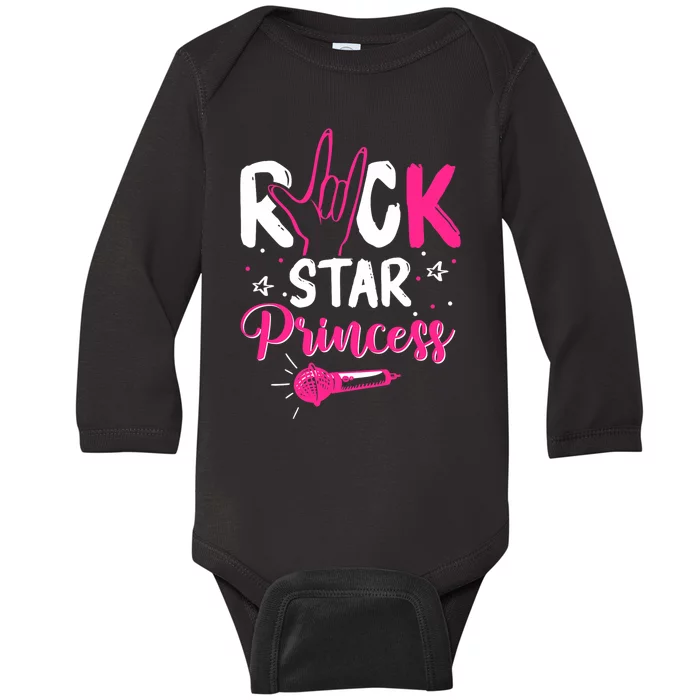 Rockstar Birthday Girl Rock Star Princess Party Music Baby Long Sleeve Bodysuit