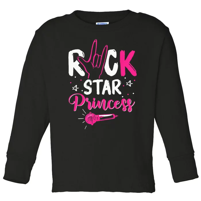 Rockstar Birthday Girl Rock Star Princess Party Music Toddler Long Sleeve Shirt