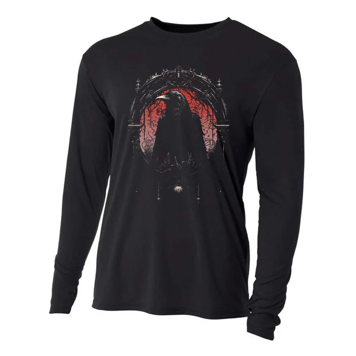 Raven Black Gothic Occult Viking Witchcraft Cooling Performance Long Sleeve Crew