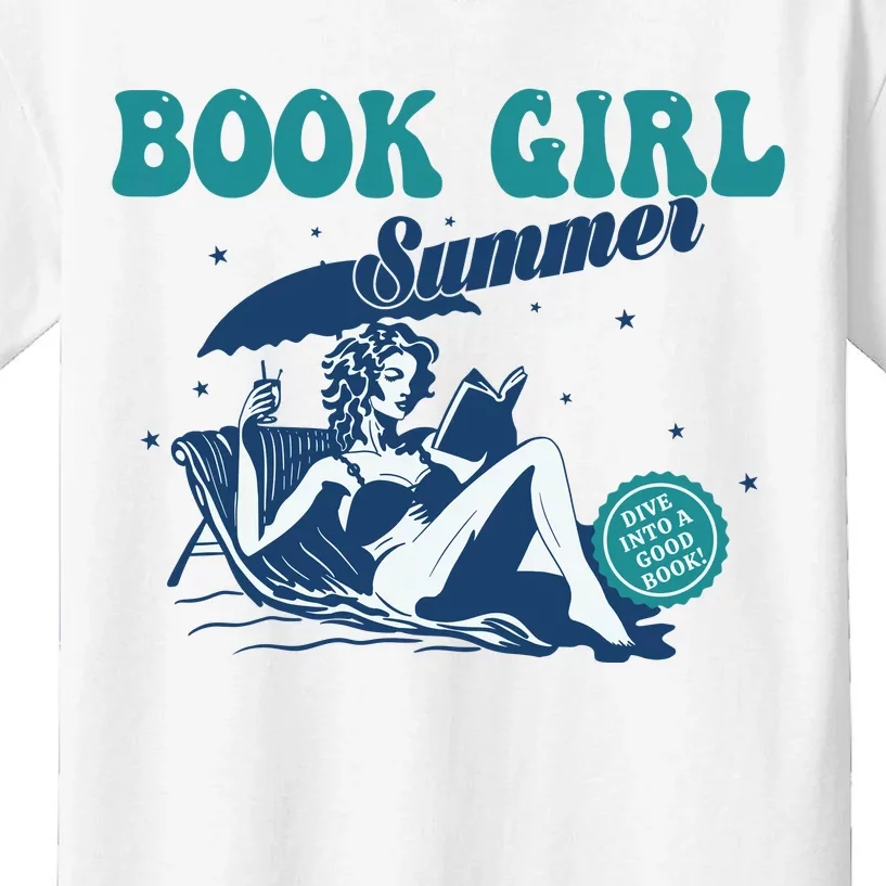 Relaxing Book Girl Summer Beach Vibes | Perfect For Reading Lovers Kids T-Shirt