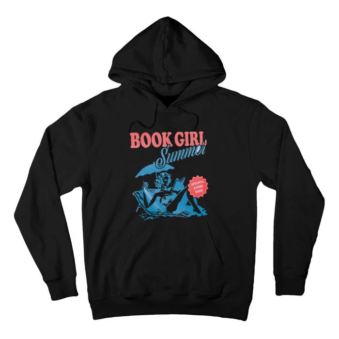 Retro Book Girl Summer Bookish Vacation Funny Reader Tall Hoodie