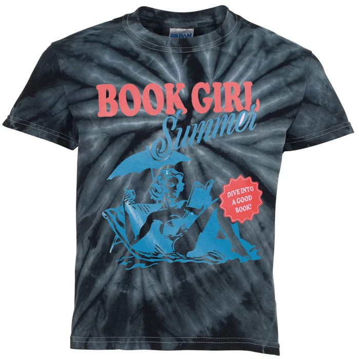 Retro Book Girl Summer Bookish Vacation Funny Reader Kids Tie-Dye T-Shirt