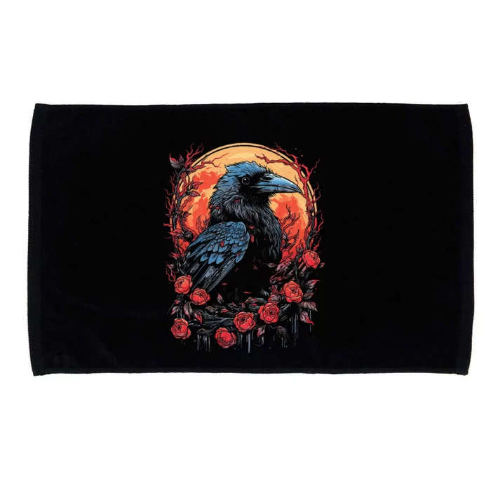 Raven Black Gothic Occult Viking Witchcraft Microfiber Hand Towel