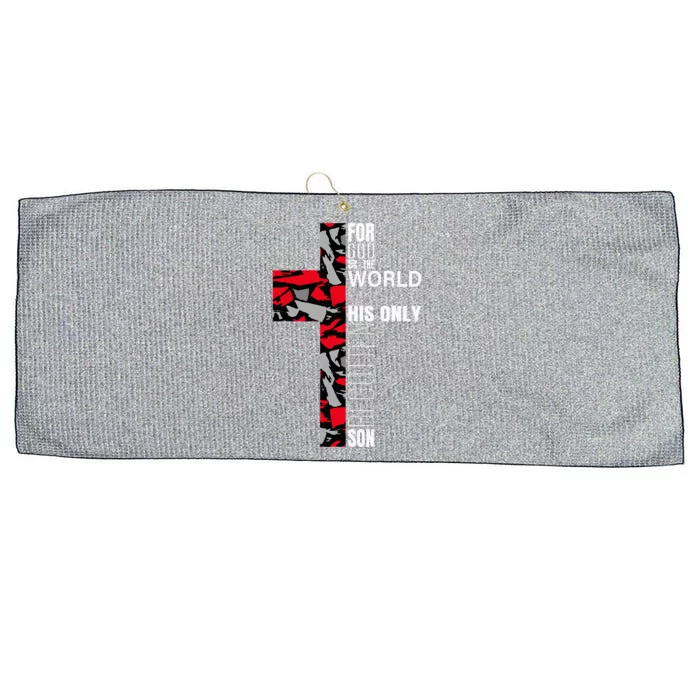 Red Black Gray Christian Cross Bible Verse Gifts Graphic Large Microfiber Waffle Golf Towel