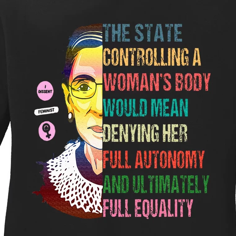 Ruth Bader Ginsburg P.R.O C.H.O.I.C.E My Body My Choice Feminist Ladies Long Sleeve Shirt