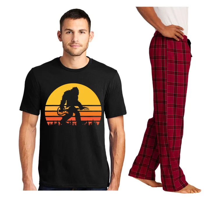 Retro Bigfoot Guitar Vintage Sasquatch Rocker Tee Pajama Set