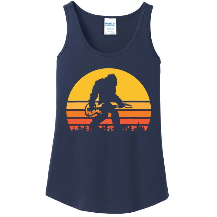 Retro Bigfoot Guitar Vintage Sasquatch Rocker Tee Ladies Essential Tank