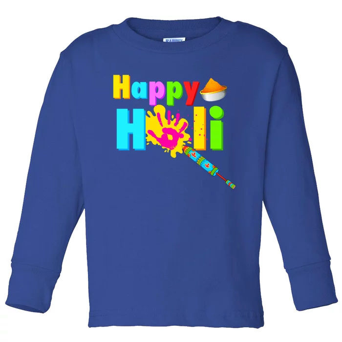 Rang Barse Happy Holi Gift Toddler Long Sleeve Shirt