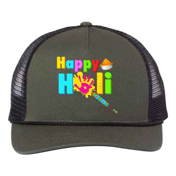 Rang Barse Happy Holi Gift Retro Rope Trucker Hat Cap