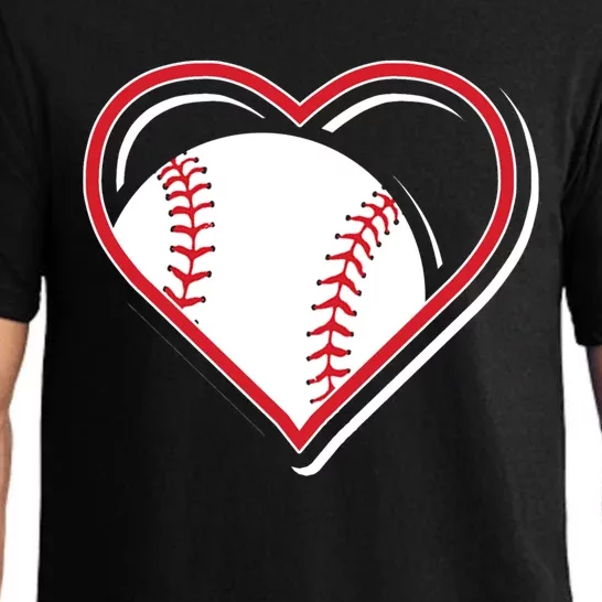 Red Baseball Heart For Baseball Lovers Meaningful Gift Pajama Set