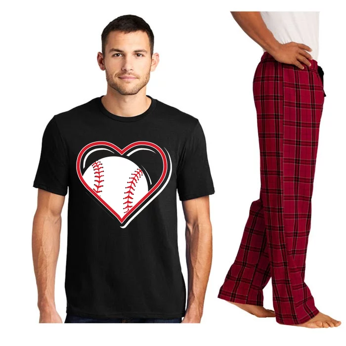 Red Baseball Heart For Baseball Lovers Meaningful Gift Pajama Set