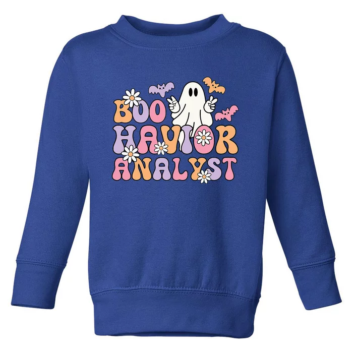 Retro Boo Havior Analyst ABA Therpist BCBA Halloween Ghost Toddler Sweatshirt