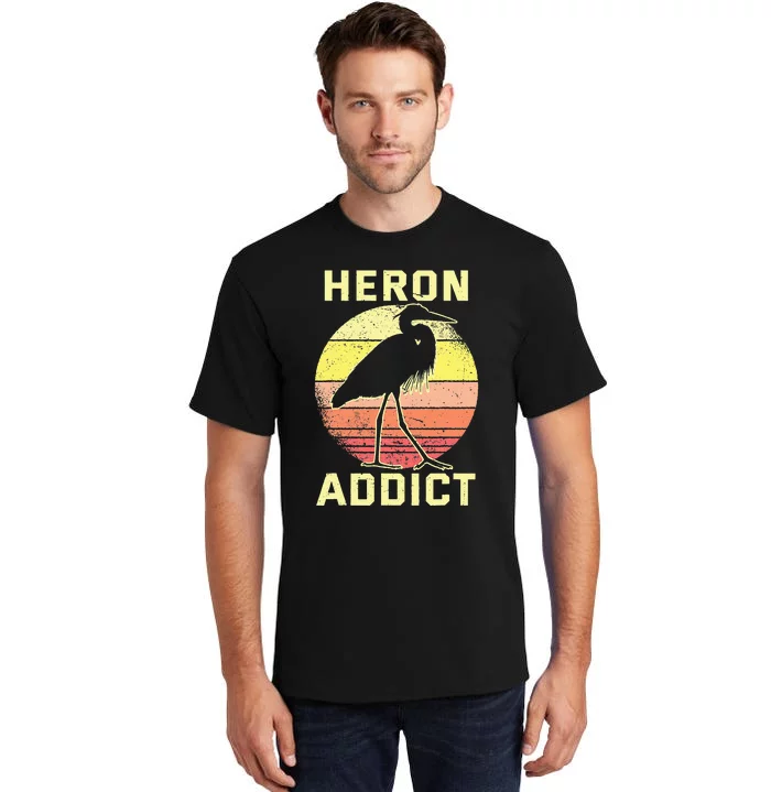 Retro Birding Heron Addict Blue Heron Tall T-Shirt