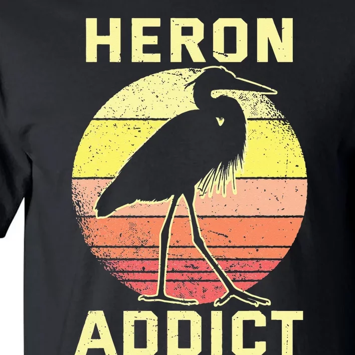 Retro Birding Heron Addict Blue Heron Tall T-Shirt