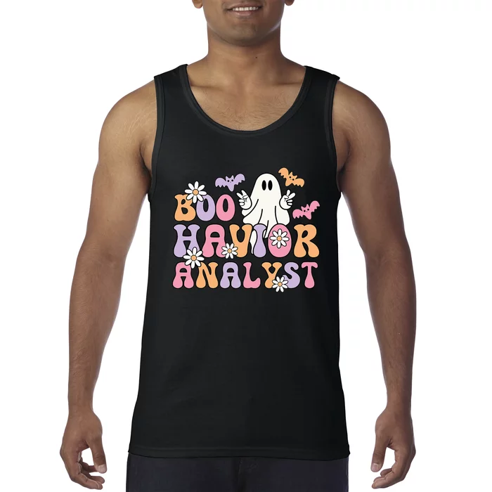 Retro Boo Havior Analyst ABA Therpist BCBA Halloween Ghost Tank Top