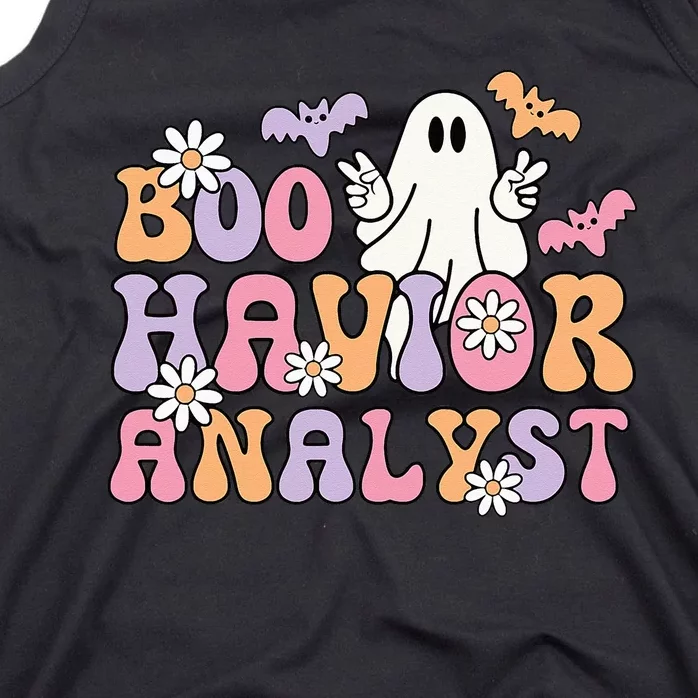 Retro Boo Havior Analyst ABA Therpist BCBA Halloween Ghost Tank Top