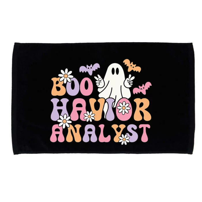 Retro Boo Havior Analyst ABA Therpist BCBA Halloween Ghost Microfiber Hand Towel